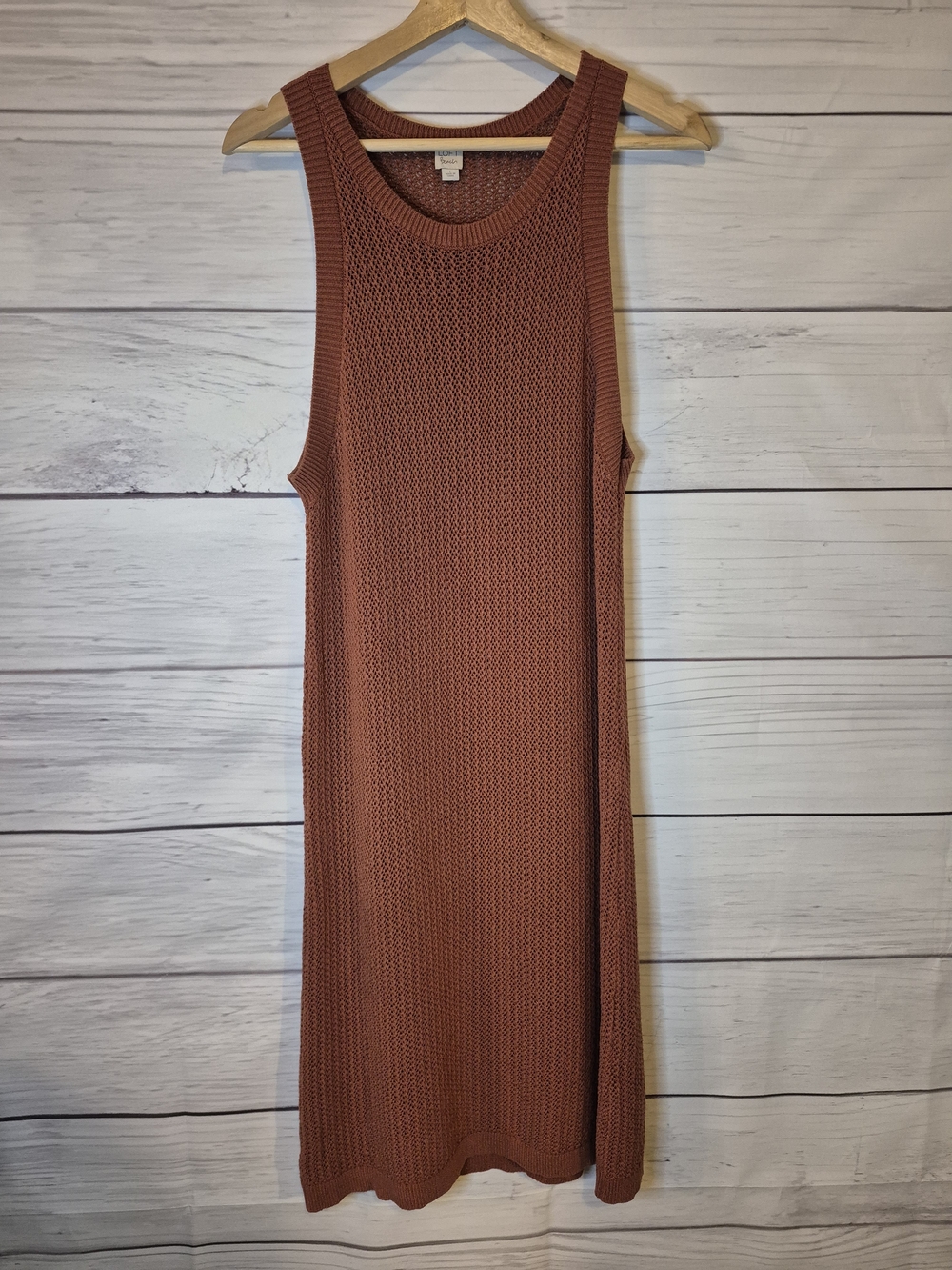 LOFT Rust-Colored Sleeveless Knit Midi Beach Dress